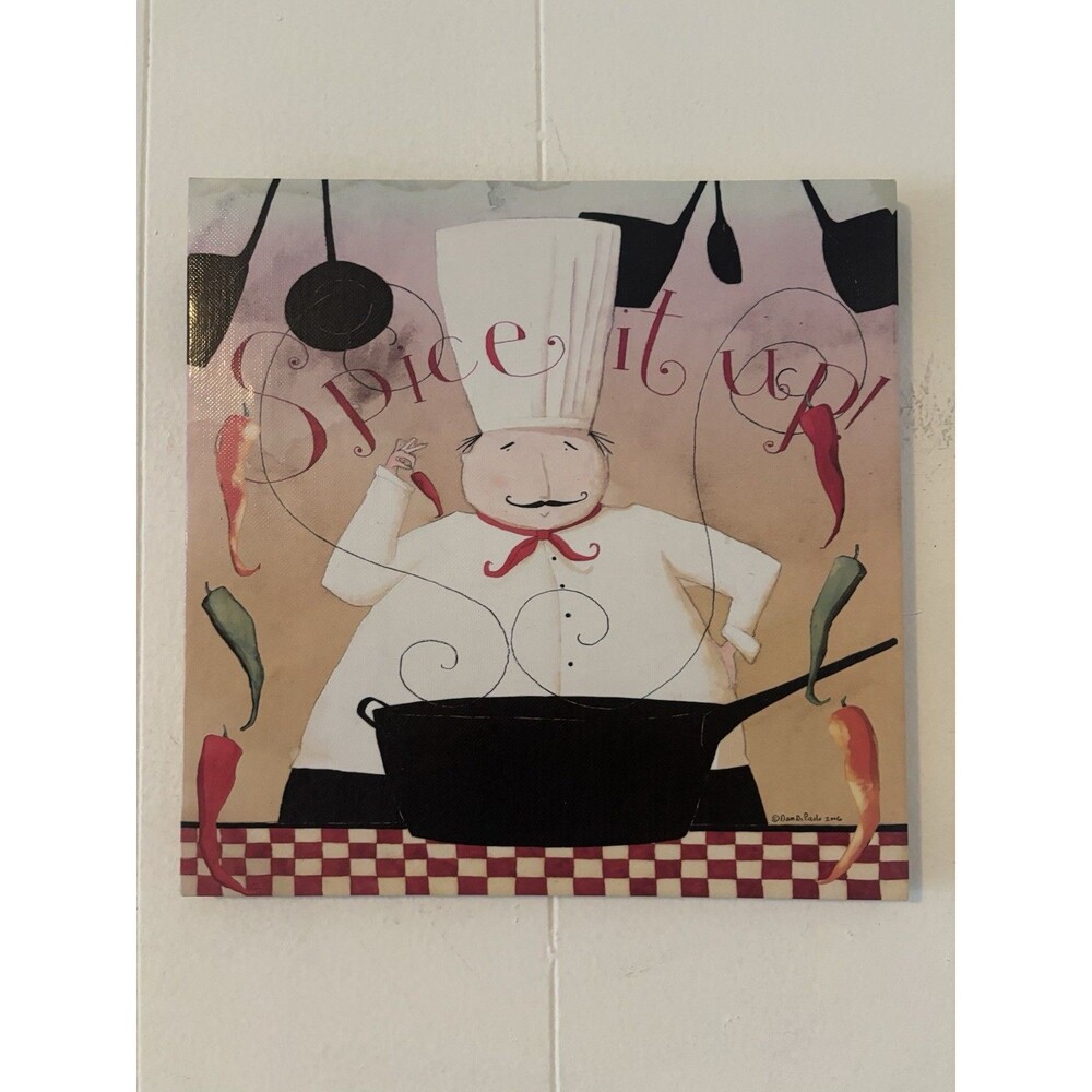 2000s Fat Chef Dan DiPaolo Italian Wall Print Canvas Art Decor Tuscan Bistro